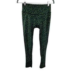 PRISMSPORT Green Animal Printed Low Rise Cropped Leggings Performance Active S